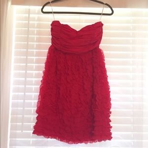 Red Strapless Ruffled Dress NWT