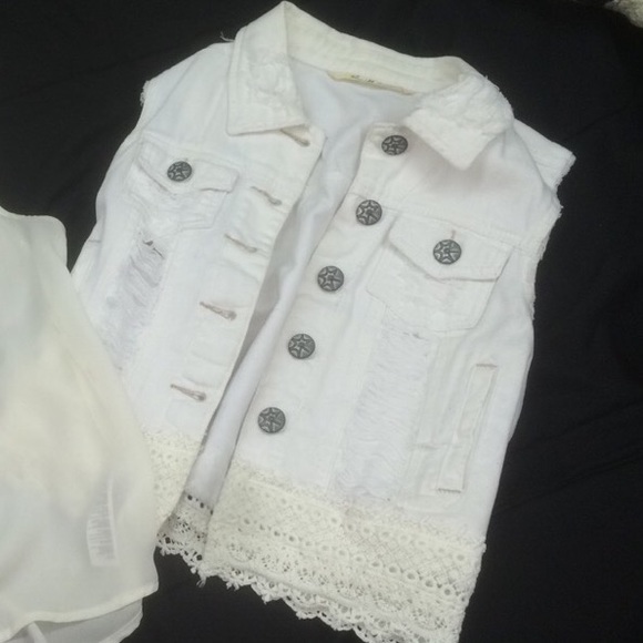 White jean vest