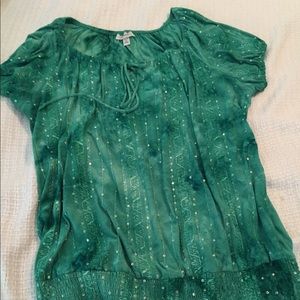 Pretty green tie dye blouse with sequins.