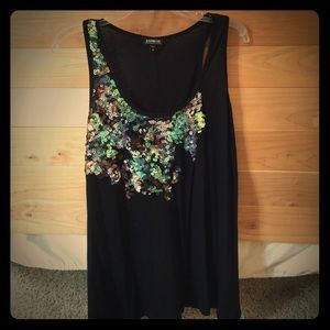 Black racerback sequined tank