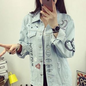 Spring/Fall Jean calligraphy Jacket