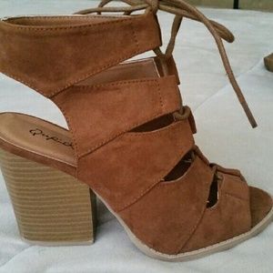 Beautiful chunk heel lace up booties