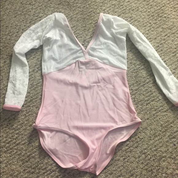 Yumiko pink and white long sleeve leotard