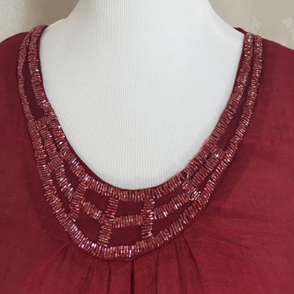 Red blouse with embroidery. FINAL CLEARANCE - Picture 2 of 4