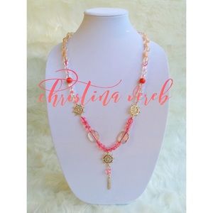 Gold and Pink Helm Chic Necklace