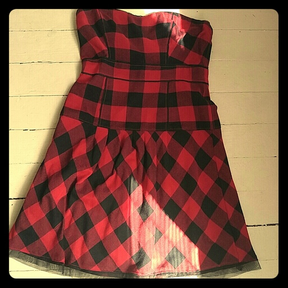 American Eagle Outfitters plaid strapless dress