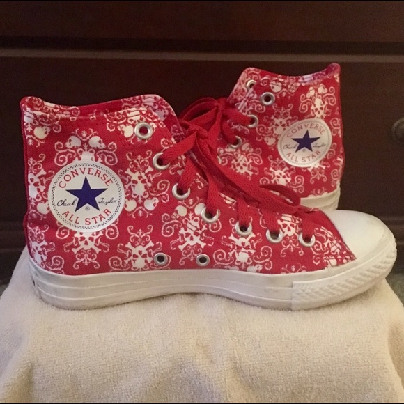 Sold on Mercari**Red floral print hi top converse. - Picture 1 of 2