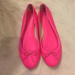 JCrew neon pink leather ballet flats