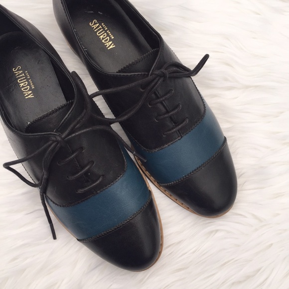 kate spade Shoes - Kate Spade Saturday Color Block Blue Black Oxfords