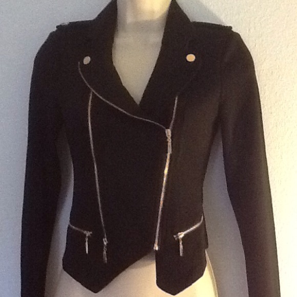 Black fitted blazer/ coat , with gold zippers