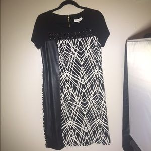 Calvin Klein Tri-Print Studded Short-Sleeve Dress