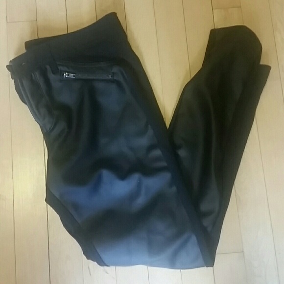 Faux leather paneled pants