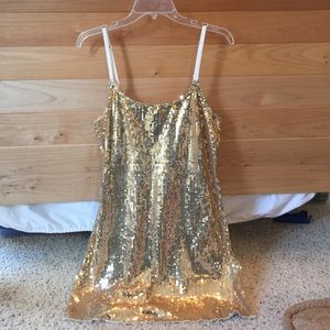 Gold sequined top with adjustable straps