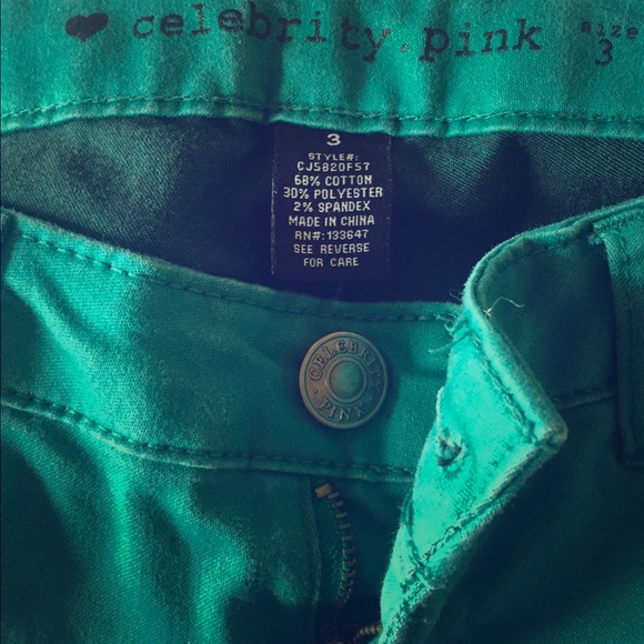 Skinny colored junior color green jeans size 3 !