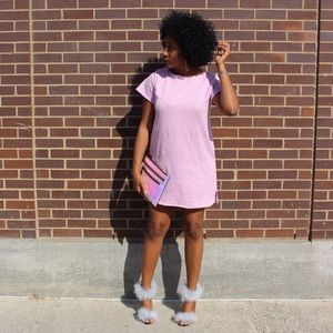 Lavender Tshirt Dress with Floral Emboss