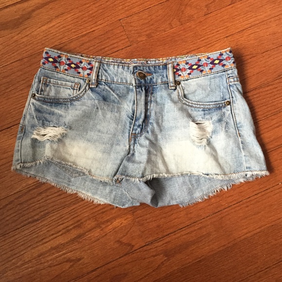 Denim wripped shorts