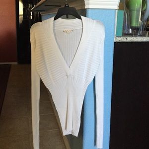 White V Neck Sweater