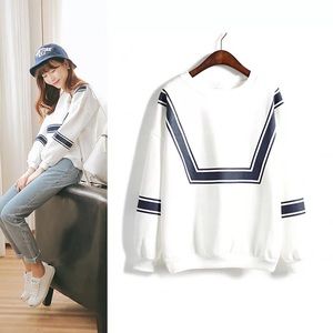 Korean Style Blue Striped Sweatshirt