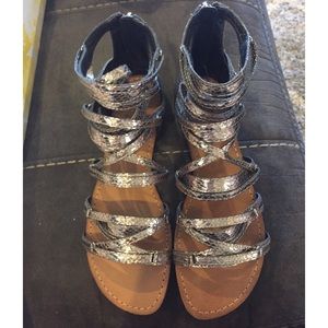 Yellow box gladiator sandals