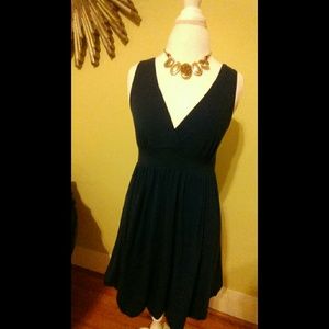 Navy Blue Cocktail Dress with Statement Necklace