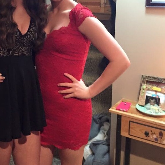 Red lace dress