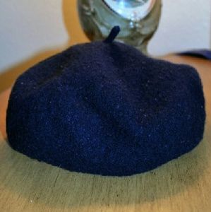 Navy Blue Wool Beret