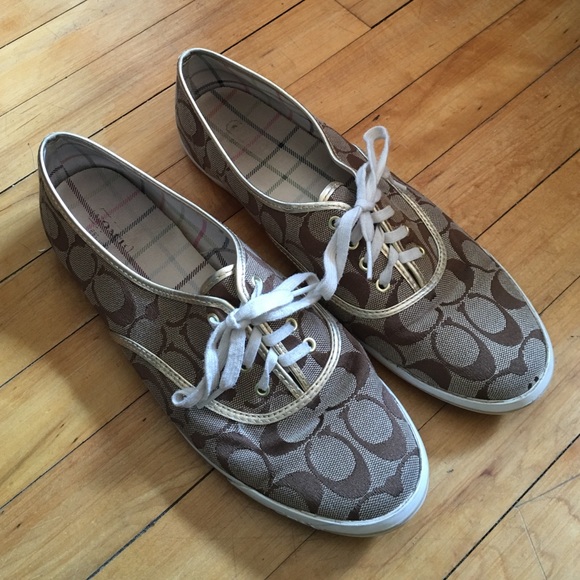 Gold and tan Coach Shoes size 10