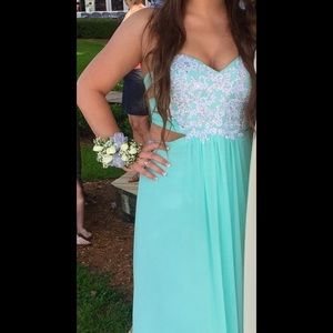 La Femme Light Blue Prom Dress