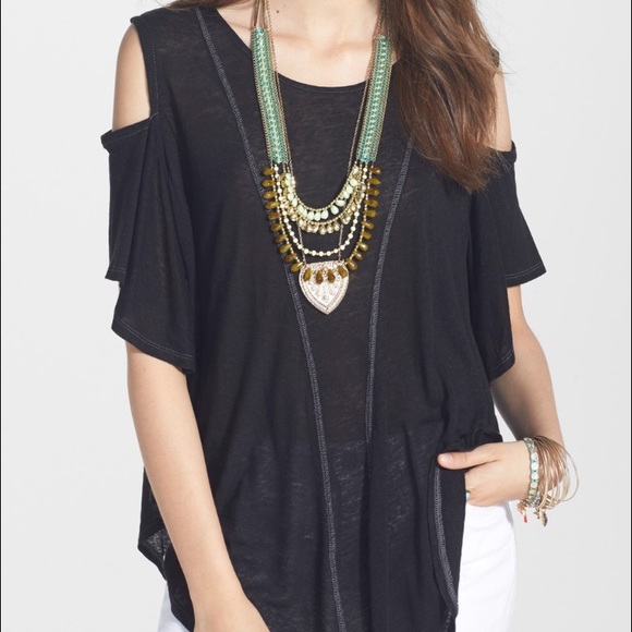 Free People Seamed Cold Shoulder Top