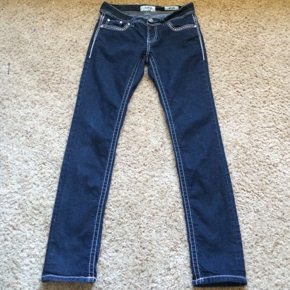 Dark day trip skinny jeans