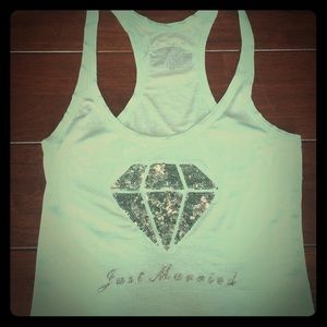Baby blue "Just Married" Tank Top