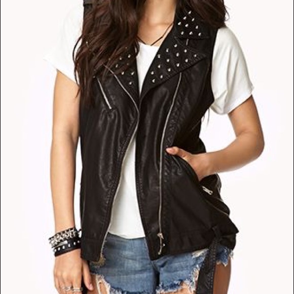 Forever 21 black faux leather vest