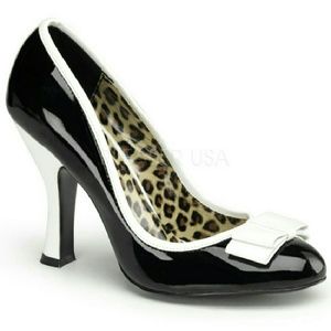 4 INCH HEEL PUMP W/ BOW DETAIL AT TOE