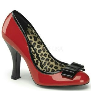 4 INCH HEEL PUMP W/ BOW DETAIL AT TOE