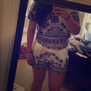 Blue and White Two Piece