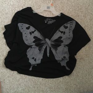 Black and Gray Butterfly Top