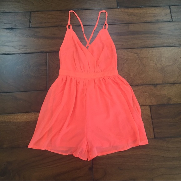 Flirty Orange Chiffon Romper - Picture 4 of 4