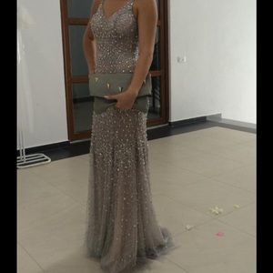 Gray/Silver Terani Prom dress with stones. Size 6