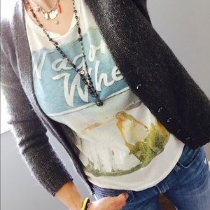 Zara shirt, knit jacket, AE necklace & 2 bracelets
