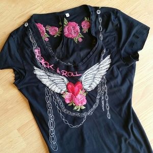 JWLA embroidered Rock & Roll tee shirt