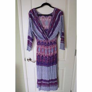 Free People Boho Printed Long Sleeve Maxi Dress XS