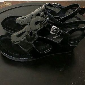 Donald J Pliner Black Patent Leather Wedge