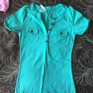 Turquoise short sleeve cute short