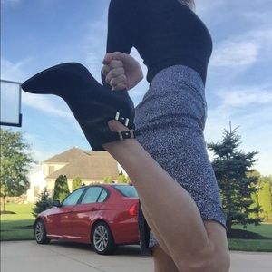 Black Ankle Boots with Gold Buckle