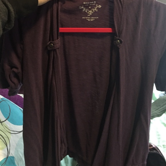 Purple shirt sleeve cardigan