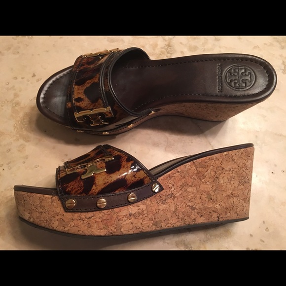 Tory Birch mules. Cork. Tortoise. Gold - Picture 2 of 4
