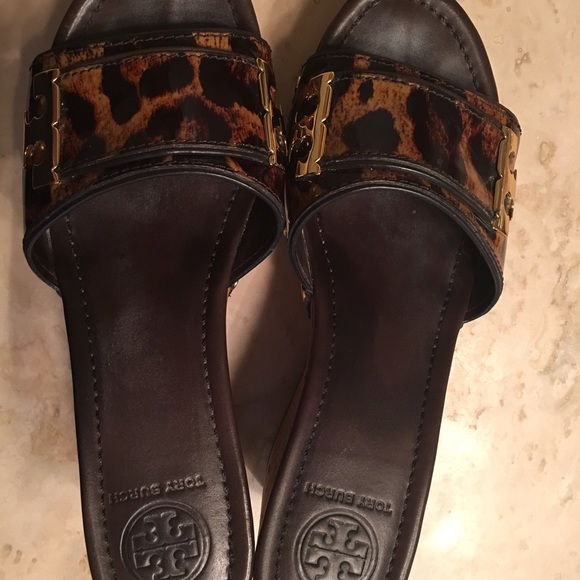 Tory Birch mules. Cork. Tortoise. Gold - Picture 3 of 4