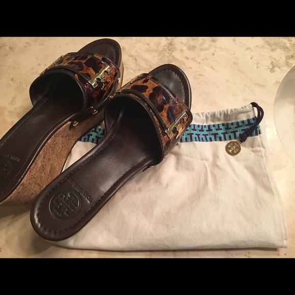 Tory Birch mules. Cork. Tortoise. Gold - Picture 4 of 4