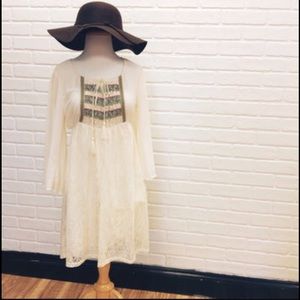 Boho flying tomato ivory embellished lace dress