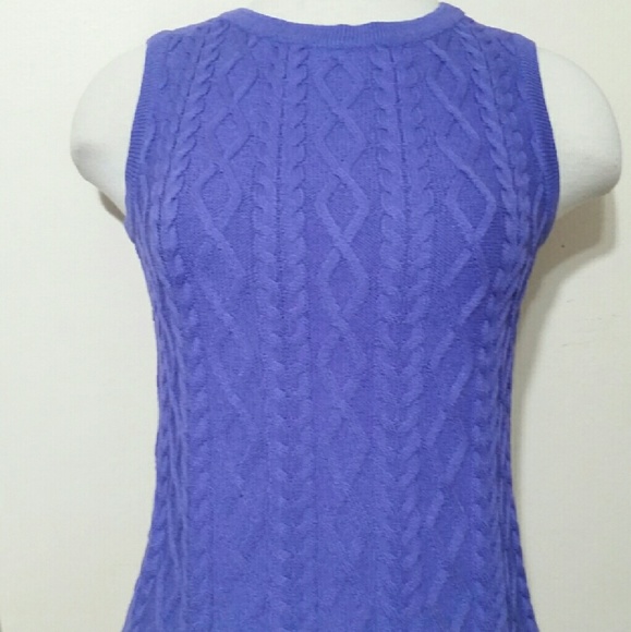 St. John Purple Cable Sleeveless Sweater Size P